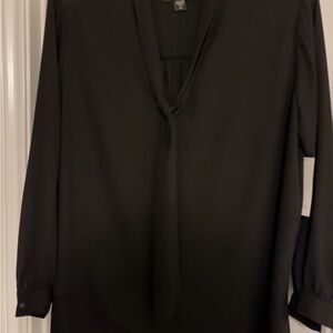 Karen Kane Elegant Black Blouse with Tie Neck